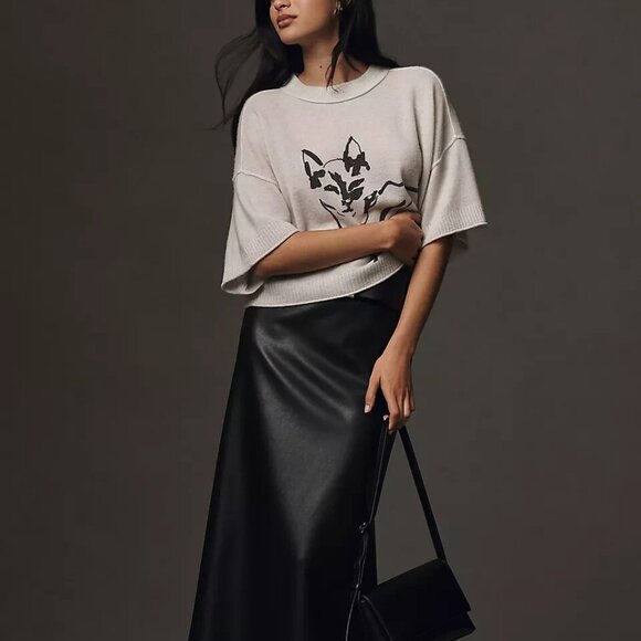 Anthropologie The Goldie Crew Neck Cashmere Sweater Cat Kitty Kitten 2X NWT Plus - Picture 6 of 7